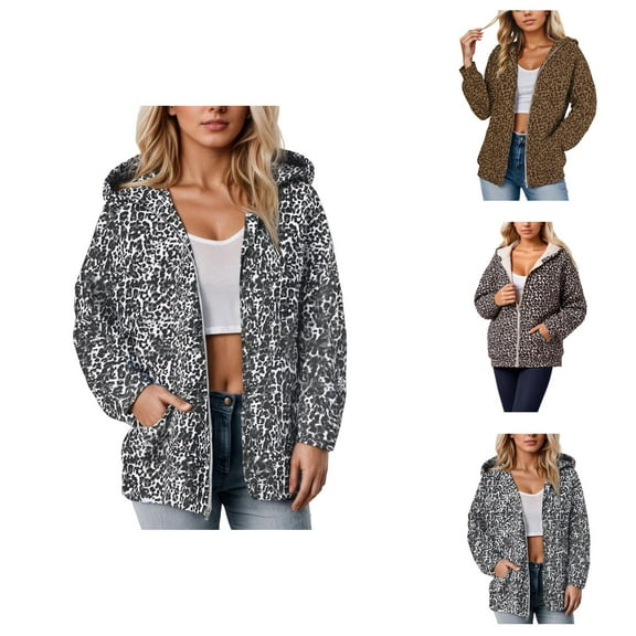Camo Hoodies for Women 2025 Leopard Print Camouflage Zip Up Hooded Sweatshirt with Pockets Y2K Jackets Coat