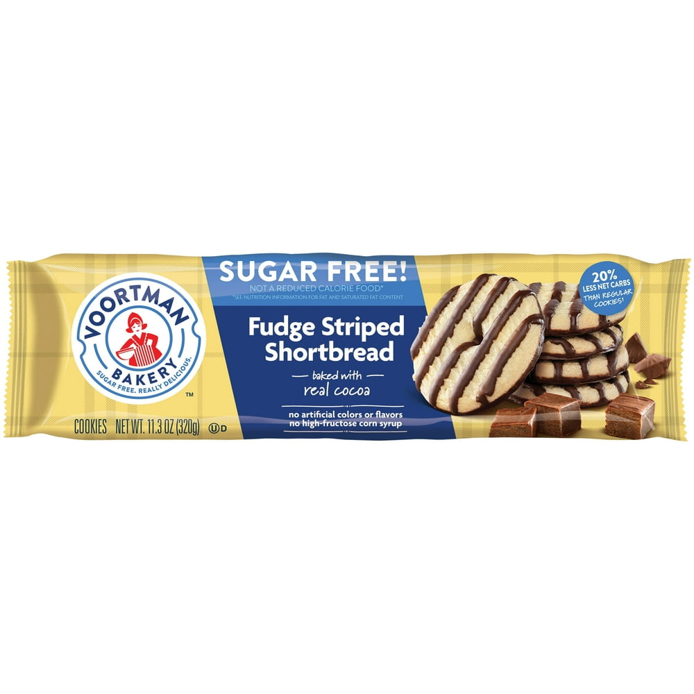 VOORTMAN Bakery Sugar Free Fudge Striped Shortbread Cookies 11.3 oz