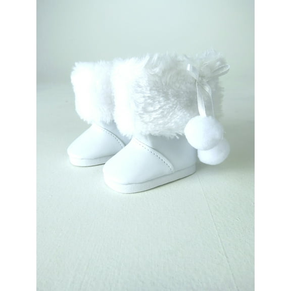 White Boots With Removable Faux Fur- Fits 18 Inch dolls