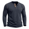 thumbnail image 2 of ZyeKqe Mens Long Sleeve Tops Knitted Button Front Crewneck Casual Lightweight Comfy Workout Athletic Shirts with Pocket, 2 of 8