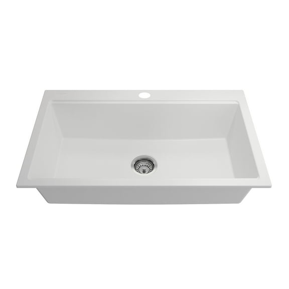 BOCCHI 1616-507-0126 Baveno Lux Dual-Mount 34 Granite Kitchen Sink in Milk White