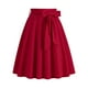 thumbnail image 1 of Gibobby faldas largas de mujer elegantes color sólido retro de temperamento elegante para mujer(Rojo, S), 1 of 4