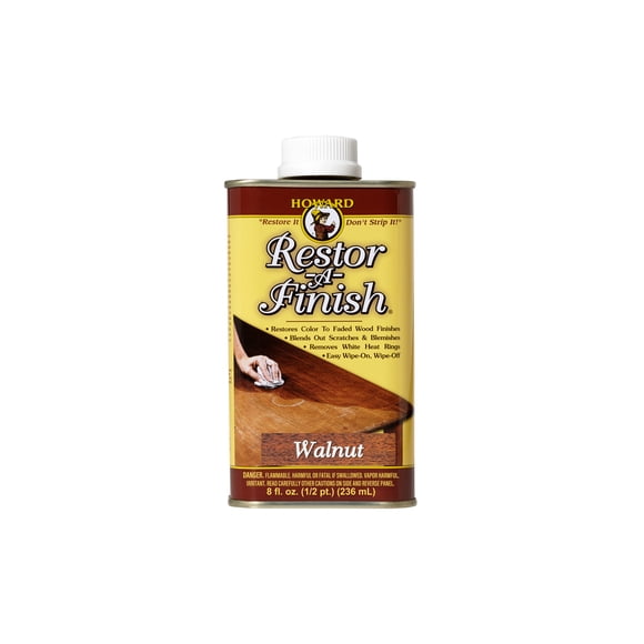 HOWARD - Restor A Finish - Restaurador de Acabados de Madera y también Elimina Rayones o Imperfecciones en su Madera - Color Walnut (Nogal) 8 oz (236 ml)