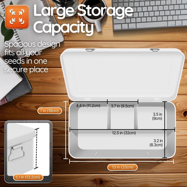Multipurpose Metal Storage Box - Metal Box with Lid, Handles, and
