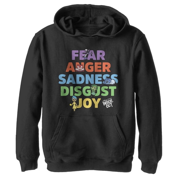 Boy's Inside Out Fear Anger Sadness Disgust Joy Pull Over Hoodie