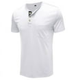 thumbnail image 2 of Summer Henley Shirts for Men Short Sleeve Buttons Round Neck T-Shirts Tops Casual Solid Color Comfy Pullover with Pockets, 2 of 5