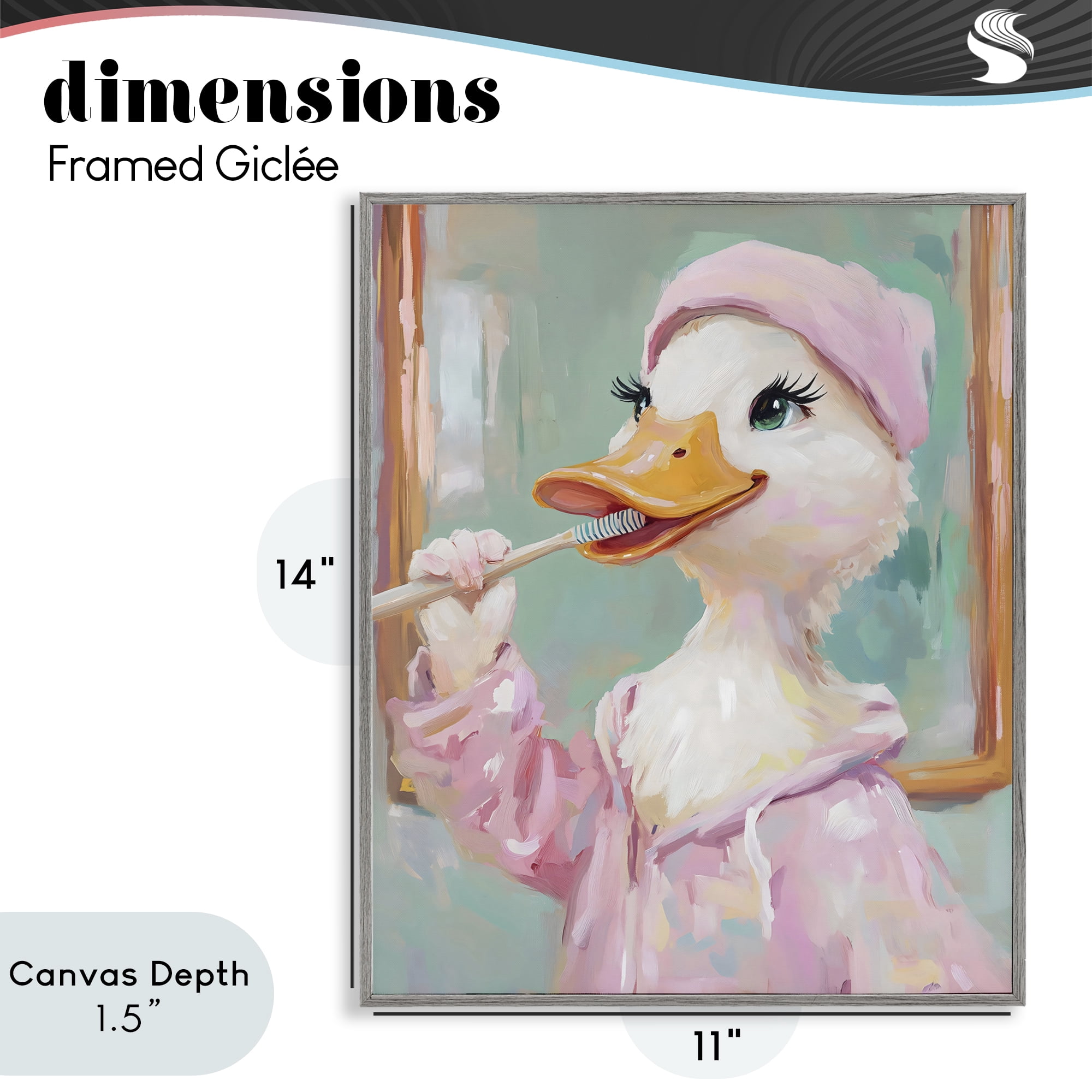 Stupell Industries Duck Brushing Teeth Gray Framed Giclee Art, design by The Prints Vibe