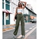 thumbnail image 2 of Pantalones cargo ZMPSIISA para mujer, cintura alta, 6 bolsillos, color verde, 2 of 6
