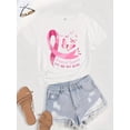 thumbnail image 2 of [Short Sleeve Faith Graphic T-shirt] Plus size Breast Cancer awareness T-shirt - Casual style, light stretch knit fabric, short sleeve, Faith, Hope, Love, Graphic T-shirt, 2 of 7