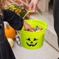 thumbnail image 3 of Halloween Decorations Smile Face Plastic Candy Bucket with Handle for Trick or Treat Party Favors Snack Storage Daily Home Decor and Kids Activity, 3 of 4