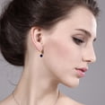 thumbnail image 3 of Gem Stone King 18K Yellow Gold Plated Silver Blue Sapphire Dangle Earrings for Women (2.60 Cttw, Gemstone September Birthstone, Cushion 6MM), 3 of 5