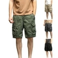 thumbnail image 3 of WREESH Men's Cargo Shorts Summer Fashion Solid Color Casual Shorts Multi-Pocket Cargo Shorts Outdoor Workout Shorts Khaki, 3 of 5