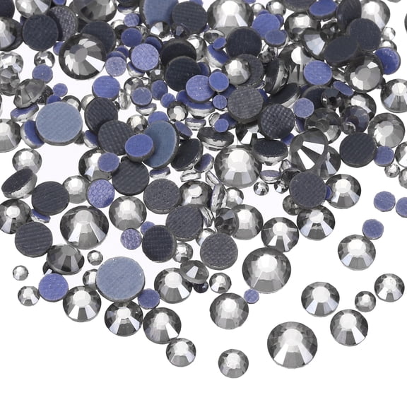 1036 Pcs Hotfix Rhinestones Flatback Crystal Glass Gems with Clear Bag Nail Art Kit for Crafts Clothes DIY Decoration 5 Sizes (SS6-SS30 Set,Gray)