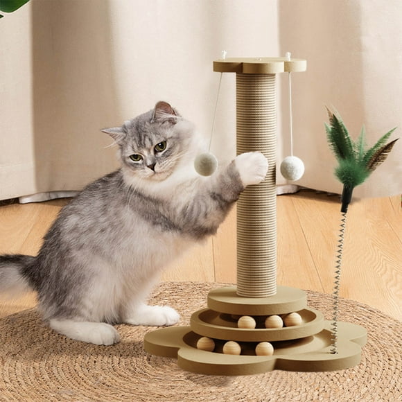 Birdeem Cat Scratching Post, Cat Scratching Post, Cats Scratching Board Cats Climbing Frame Integrated Non-Shedding Sisal Scratching Post Cats Teasing Stick Suitable for Cats To Relieve Boredom