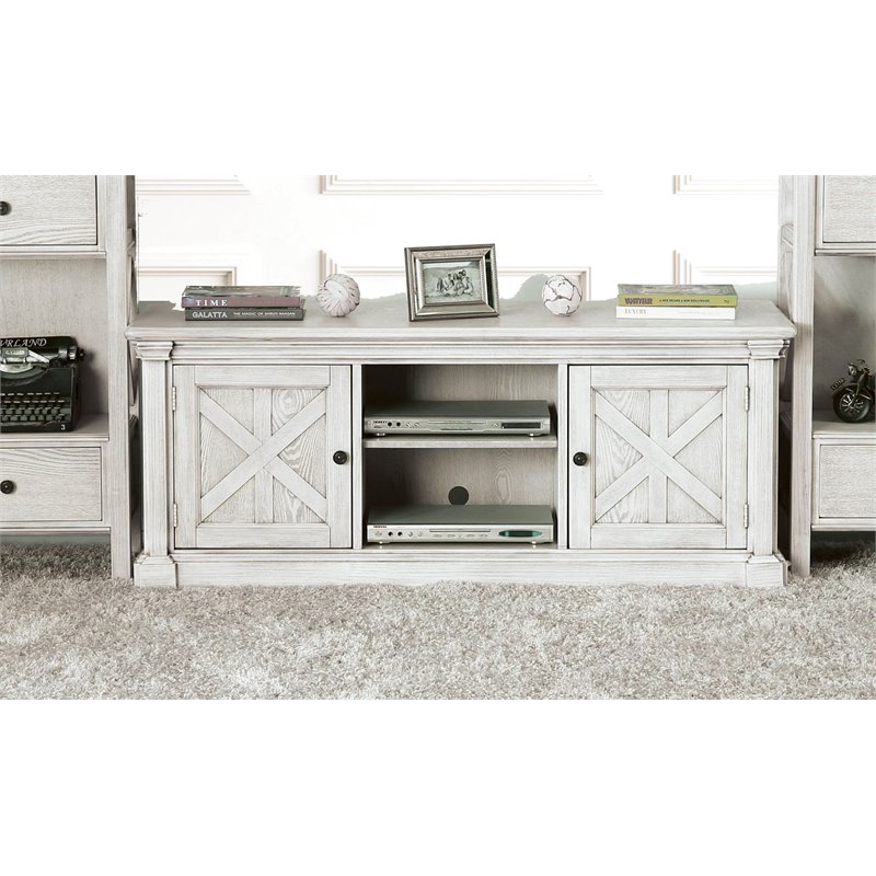Furniture of America Vallie Farmhouse 60inch Wood TV Stand in Antique White
