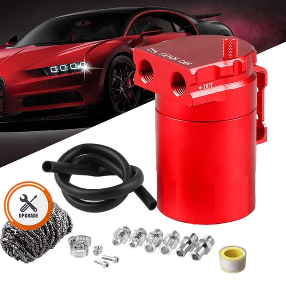 Rulline Universal 350Ml Oil Catch Can Tank 0046 Aluminum Polish Baffled Reservoir Red