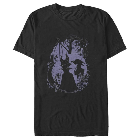 Men's Sleeping Beauty Maleficent Silhouette Graphic Tee Black 3X Large
