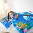 thumbnail image 3 of Castle Fairy Watercolor Birthday Shark Art Twin Comforter Sets 2pcs,Confetti Gift Coral Party Print Bedding Set,Purple Cyan,Navy Blue Reversible,1 Comforter and 1 Pillowcase, 3 of 6