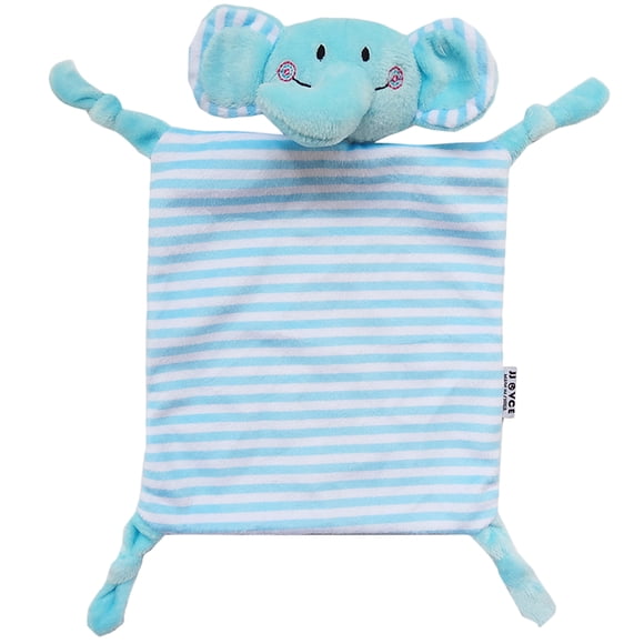 EeaseMX Paño de dentición para bebés, manta de felpa cuadrada a rayas, juguete de toalla tranquilizadora para bebés (elefante azul)
