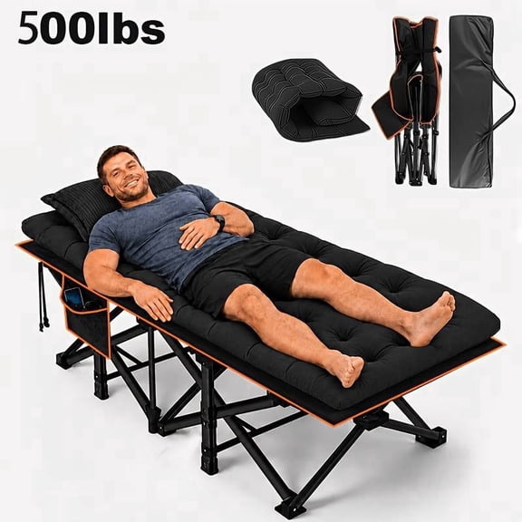 10-Leg Folding Camping Cot with Removable Thick Quilted Mattress, Portable Fold Up Sleeping Bed for Camping, Backyard, Travel, Guest & Outdoor Use
