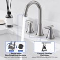 thumbnail image 4 of Grifo de baño Hurran de níquel cepillado con 3 orificios y desagüe desplegable, 4 of 8