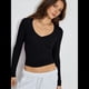 thumbnail image 4 of Camisas de Larga para Mujer, Moda de Otoño 2025, Cuello en V, Blusas Básicas, Blusas Ajustadas Y2K, Conjuntos Negro L, 4 of 8
