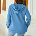 thumbnail image 6 of Htigea Women's Long Sleeve Sweatshirts Casual V Neck Hooded Tops Drawstring Hoodies Thin Fleece Everyday Sweatshirt Light Blue L, 6 of 7