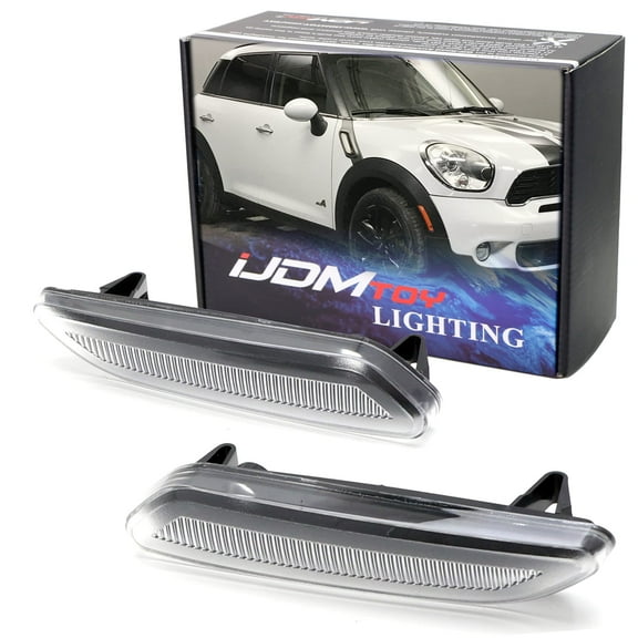Euro White/Clear Lens Front Fender Side Marker Blinker Light Housing Replacements For 2011-16 MINI Cooper R60 Countryman, 2013-16 R61 Paceman
