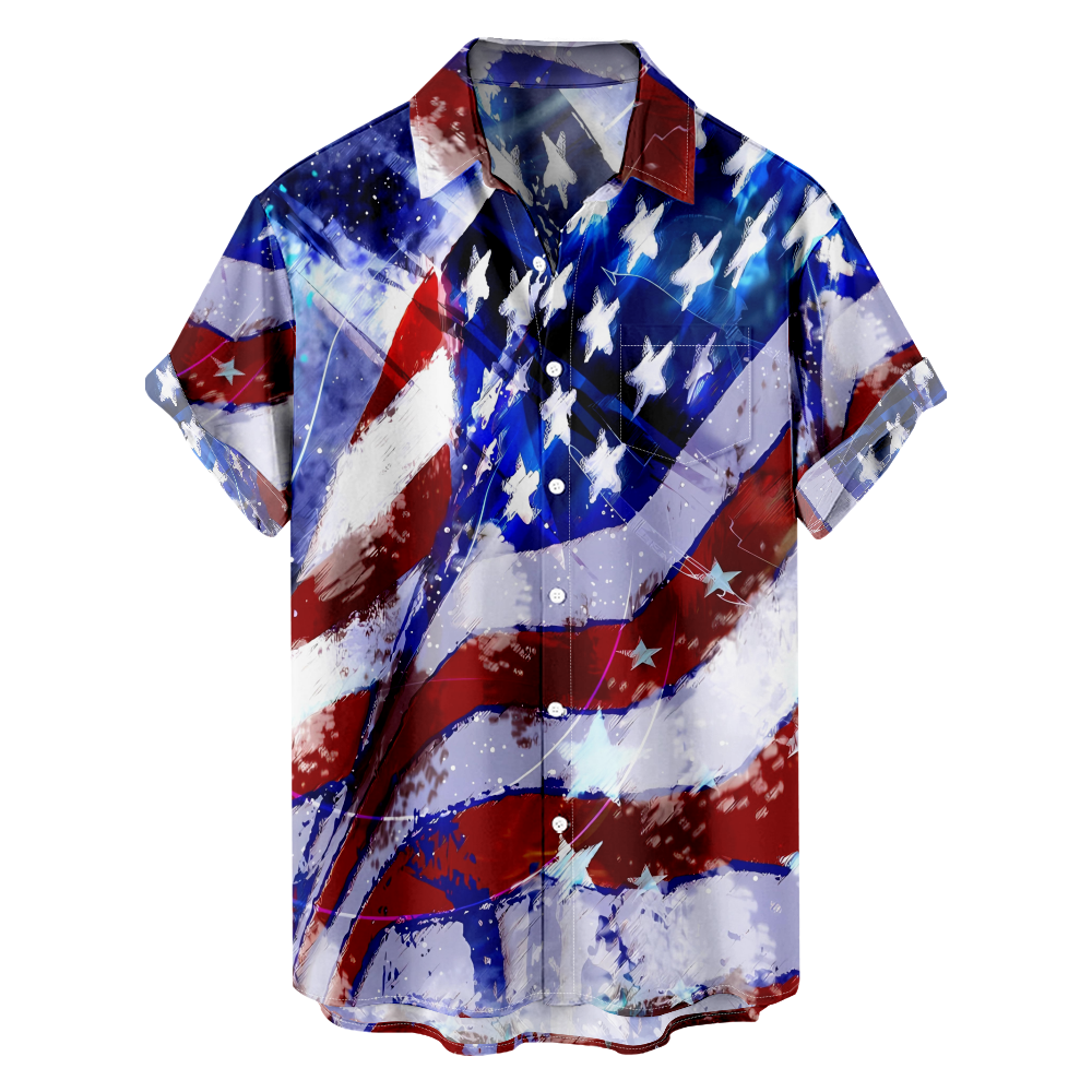Men's Fourth of July Hawaiian Shirts Happy Independence Day USA Flag ...