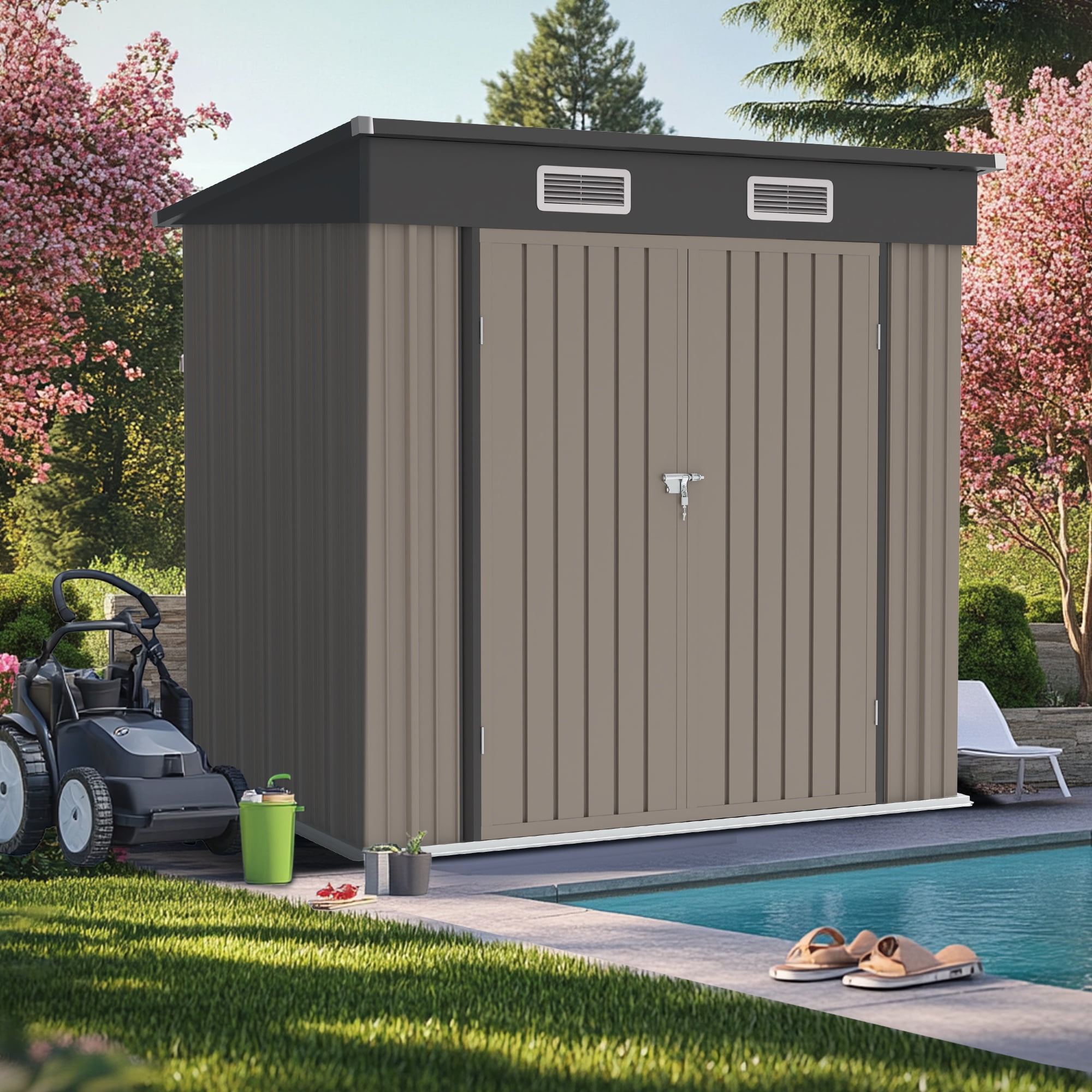 Suncast 7' x 4' Carlisle Resin Outdoor Storage Shed, Vanilla