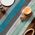 thumbnail image 4 of Table Runners 120 Inches Long, Turquoise Wooden Grain Cotton Linen Kitchen Dining Coffee Table Runner for Party Home Decor, Country Vintage Mottled Stripes Tabletop Dresser Scarves 13x120 Inch, 4 of 9