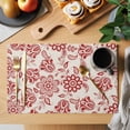 thumbnail image 2 of Red Flower Placemats Set of 6, Farmhouse Pastoral Vintage Ethnic Floral Placemats for Dining Table, Place Mats for Kitchen Tabletop, Waterproof Wipeable Dining Table Mats Set, 2 of 9