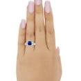 thumbnail image 4 of Halo Cushion Cut Ring Blue Sapphire CZ 925 Sterling Silver Size 7, 4 of 4
