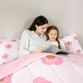 thumbnail image 5 of Castle Fairy Kids Pink Flower Queen Comforter Set,Cartoon Floral Bedding Comforter Set, 5 of 8