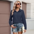 thumbnail image 4 of Long Sleeve Dress Shirts for Women Button Down Casual Business Work Tops with Pocket Tunic Blouses 2026 Navy L, 4 of 4