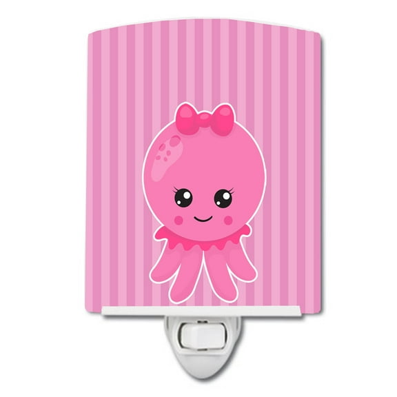 Caroline's Treasures BB8905CNL Nautical Pink Octopus #1 Ceramic Night Light, 6x4x3", multicolor