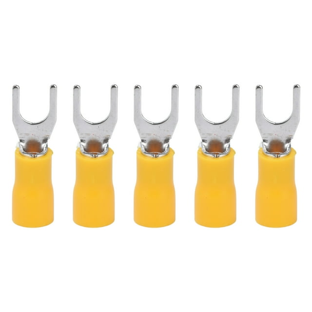 Wire Connector, Insulated 50Pcs Fork Terminal 14-12AWG Copper PVC For Equipment SV3.5-5 Yellow