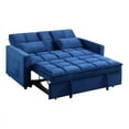 thumbnail image 2 of Pemberly Row Modern Velvet Sleeper Sofa with Cup Holder in Blue, 2 of 20