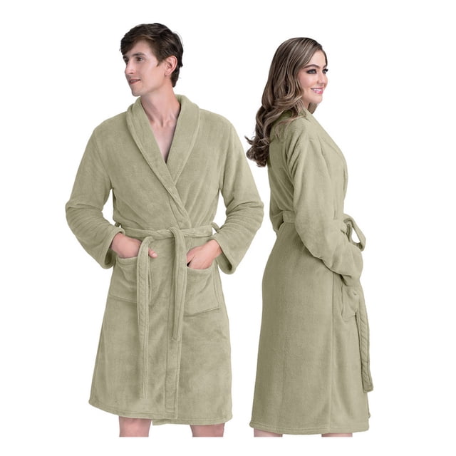 Bata de Baño Suave, Absorbente y de Secado Rápido, Unisex Real Textil (Verde, Unitalla)