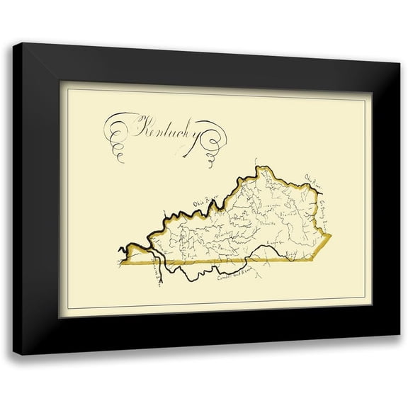 Henshaw 14x11 Black Modern Framed Museum Art Print Titled - Kentucky - Henshaw 1823