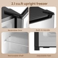 thumbnail image 4 of BANGSON 2.1 Cu.ft Upright Freezer, Compact Mini Freezer with Reversible Black Door, Adjustable Thermostat, Removable Shelves, Energy-Saving for Dorm Office Apartment, Silver, 4 of 7