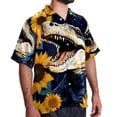 thumbnail image 2 of Crocodile Starry Sky Sunflower Men's Short Sleeve Poplin Button Down Shirts - Casual Printed Summer Beach Tops for Men, 2 of 6