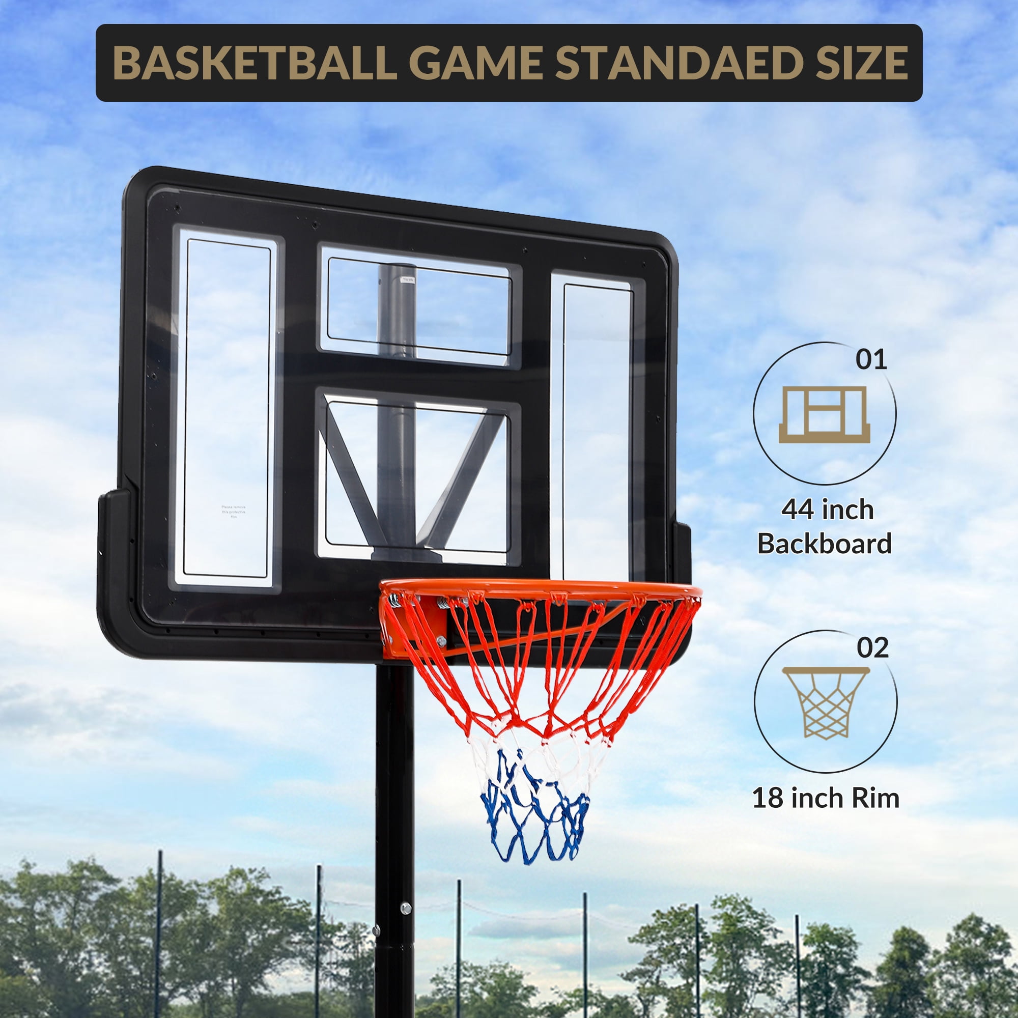 Momentous Assembly Portable Adjustable Outdoor 5.2-10 Ft Basketball Hoop – Assembles in 30 Minutes or Less