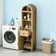 thumbnail image 3 of Fiogmub Tall Storage Cabinets with Doors and Shelves, Narrow Tall Linen Cabinet with Drawer, 3 of 8