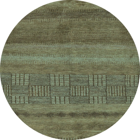 Ahgly Company Indoor Round Abstract Light Blue Modern Area Rugs, 3' Round
