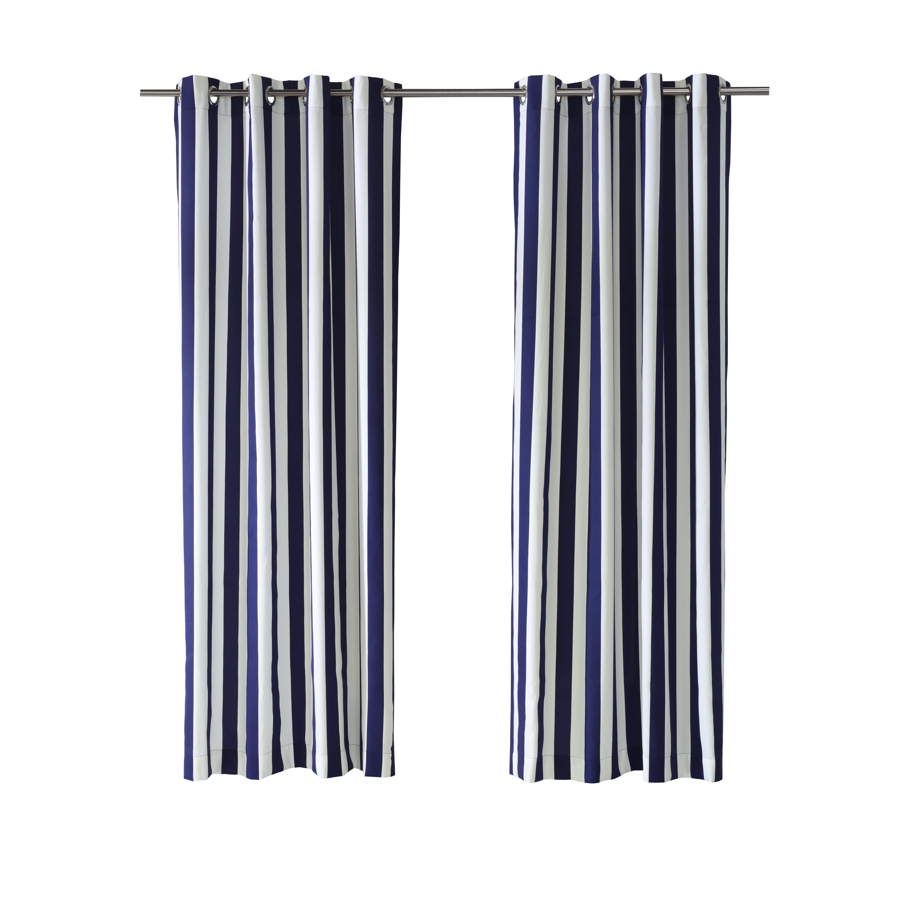 Corsica Stripe Indoor/Outdoor Curtain Panel 50" x 108" in Navy