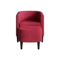 thumbnail image 3 of Castle Place Elegant Upholstered Linen Accent Chair with Stool, Red, 3 of 5