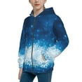 thumbnail image 2 of Naloa Blue Glitter Sparkles Teenage Zipper Hoodie, Long Sleeve Zip Up Hoodies Casual Jackets Tops for 7-12 Years-Medium, 2 of 6
