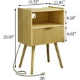 thumbnail image 2 of Nightstand with Outlet,Modern Bedside Table with Storage Drawer and Open Wood Shelf, for Living Room, Bedroom and Small Spaces, Accent Night Stand with Solid Wood Legs, Easy Assembly,Yellow Oak, 2 of 15