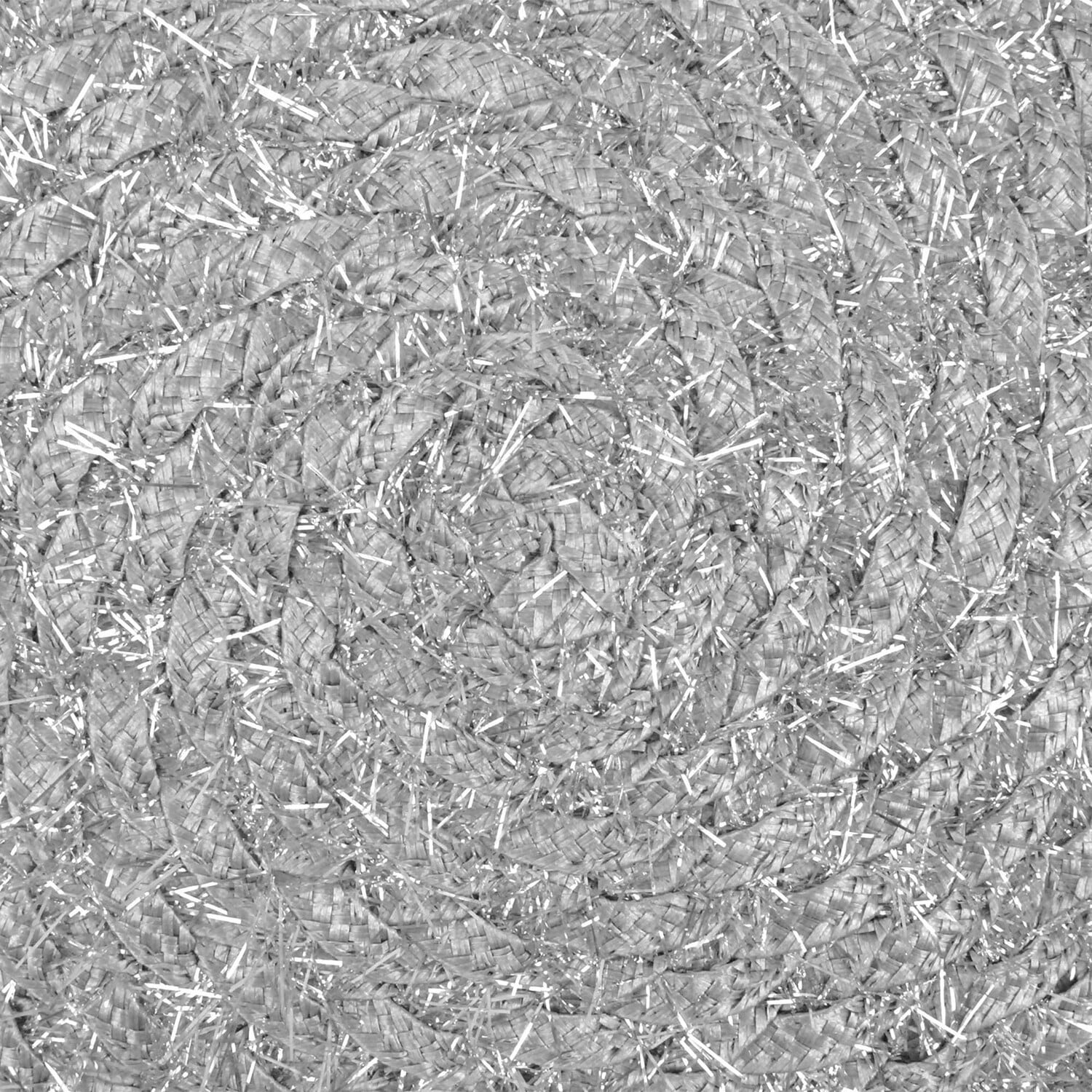 DII Silver Round Polypropylene Woven Tinsel Placemat (Set of 6)